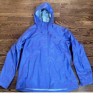 LL Bean Trail Model Tek Rain Jacket Women’s Large Purple Hood Zip Pockets Coat